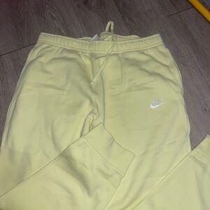 Nike Pastel Yellow Fleece Logo Joggers